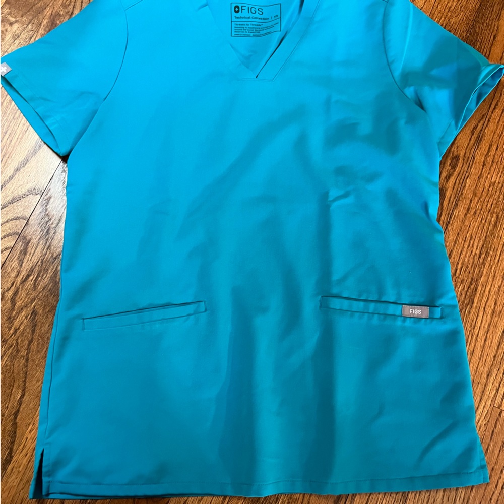 FIGS teal scrub top **rare color**